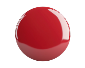 Glossy red button on a transparent background