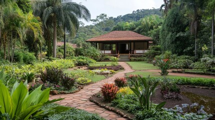 Obraz premium Botanical Garden Featuring Exotic Plants from Around the World
