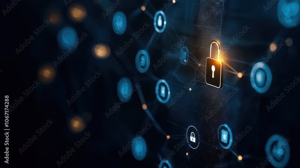 Aufkleber businessman in the tech space secures data with innovative cybersecurity concepts