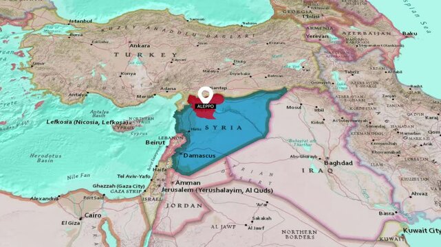 The State Of Aleppo.Political map of Syria.Aleppo map.