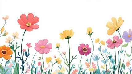 cartoon-style flower vector graphics, with white background,
