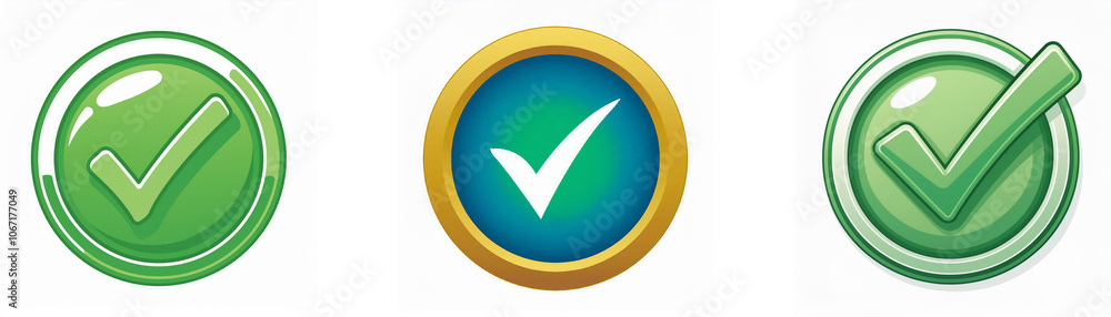 Aufkleber three green checkmark icons, each with a slightly different style and appearance.