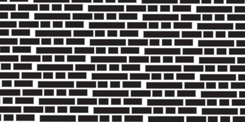 Dark black brick wall background. architecture construction stone block brick wallpaper. Brick wall seamless pattern, black isolated on white background, vector illustration.