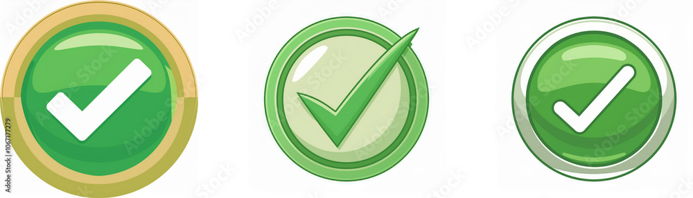 Poster Three green check mark icons in circles with slight variations.