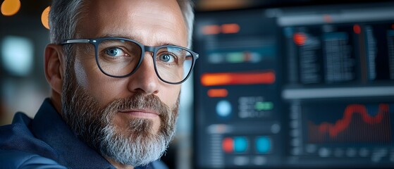 Analyst using advanced data management tools and dashboards to gather key business insights financial metrics and KPIs for strategic decision making and digital transformation