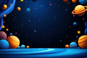 A vibrant space scene featuring colorful planets and stars against a dark cosmic background, perfect for imaginative projects.