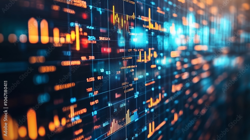 Poster dynamic maze of financial data in motion