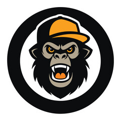 Fototapeta premium Angry Gorilla with a Cap Mascot Logo circle