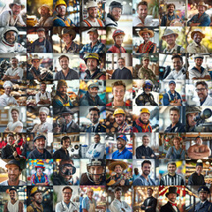 Workplace portraits of men in professions as a career concept