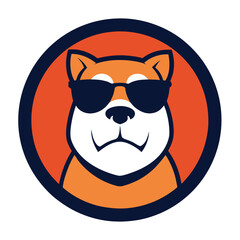 Bulldog with Sunglasses Mascot Logo circle