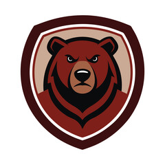 Grizzly with a Shield Mascot Logo