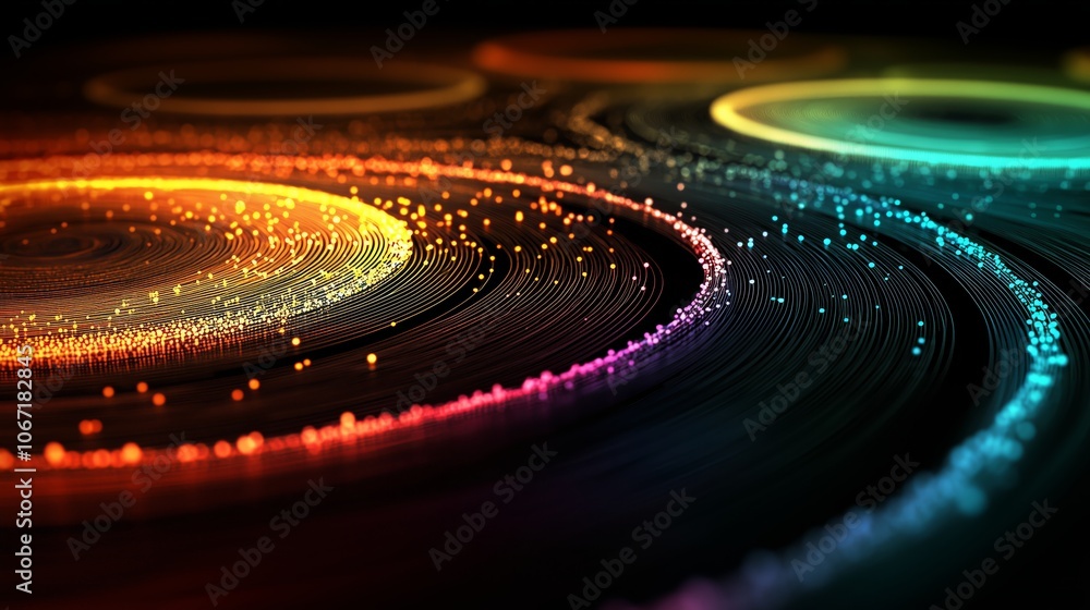 Poster Glowing Circles Connected by Lines in Abstract Design