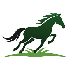 horse jumping on grass icon logo silhouette