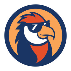Parrot with Sunglasses Mascot Logo circle