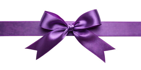 Purple satin ribbon bow Isolated on transparent background.
