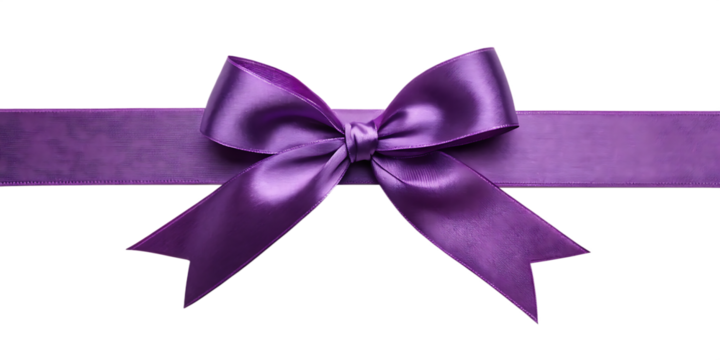 Purple satin ribbon bow Isolated on transparent background.