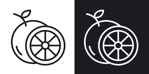 Grapefruit icon in black and white outlined stroke