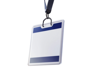 Identity card hanging on a transparent background