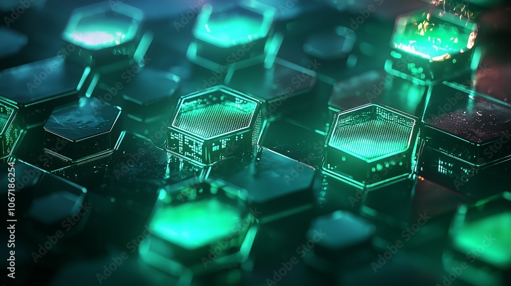 Poster digital hexagons with transparent effect
