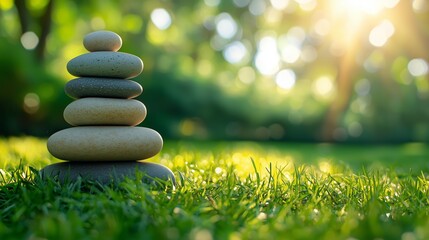 Obraz premium Serene Stone Stacks in Natural Setting