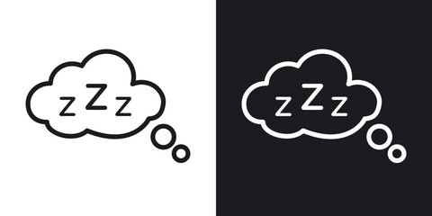 Zzz icon in black and white outlined stroke