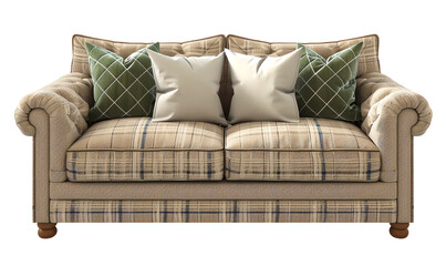 Vintage Sleeper sofa isolated on a transparent background.  