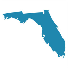 Abstract - High Detailed blue Map of Florida isolated on white background. for your web site design map logo, app, Travel. Vector illustration eps10.	

