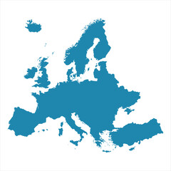 Abstract - High Detailed blue Map of Europe isolated on white background. for your web site design map logo, app, Travel. Vector illustration eps10.	
