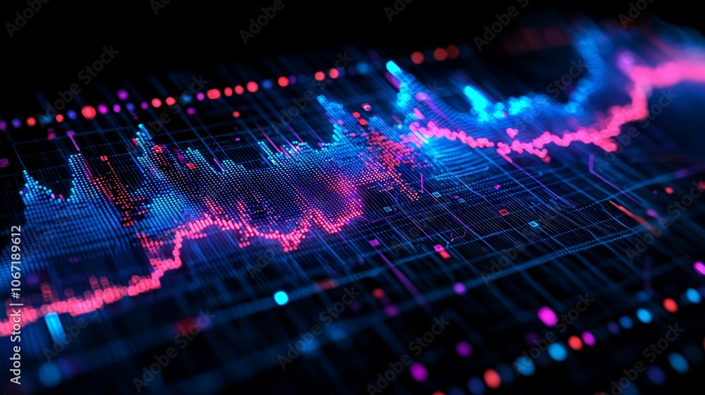 Poster vibrant layered graph with luminescent dots