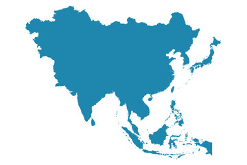 Abstract - High Detailed blue Map of Asia isolated on white background. for your web site design map logo, app, Travel. Vector illustration eps10.	
