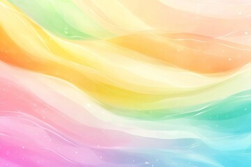 Colorful Wavy Background with Soft Pastel Gradient, Hand-Drawn Lines, and Watercolor Effects in Flat Design Style.
