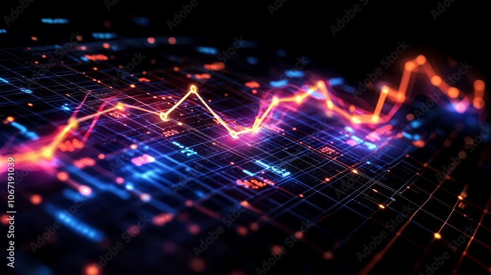 Poster luminescent ascending graph with vibrant lines