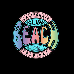 club beach california typography summer ocean graphic tee