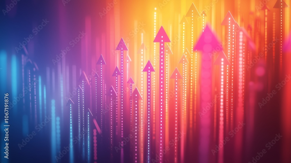 Poster vibrant arrows pointing upward in dynamic colors