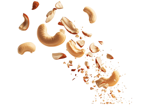 nuts falling into the air