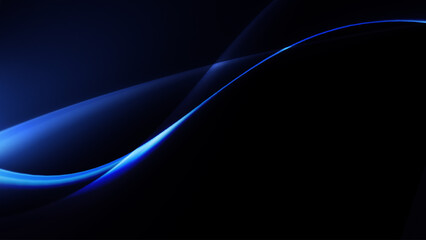 Abstract background with blue and white neon lights shining. Blue lines shining on dark background