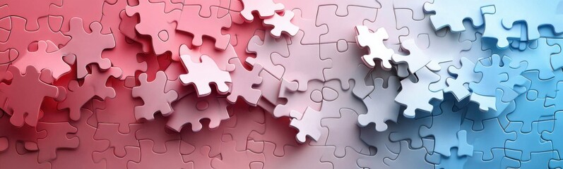 Obraz premium Puzzle pieces with different colors of puzzle pieces on them