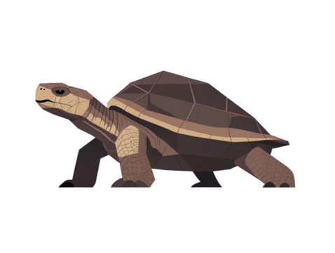 a low poly tortoise on a white background