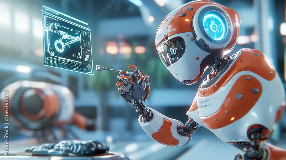 Aufkleber robot operator performing diagnostic tasks