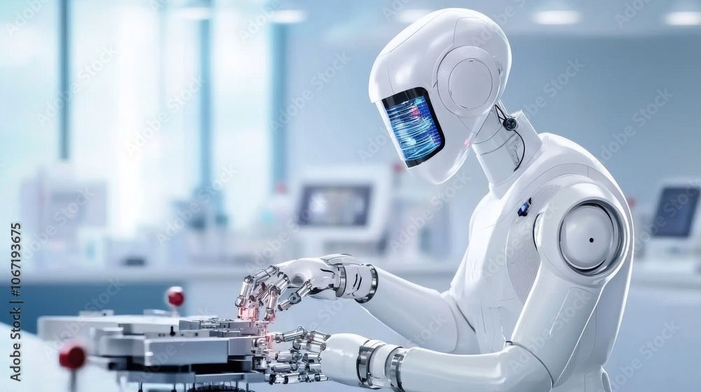 Aufkleber advanced robot operating complex machinery