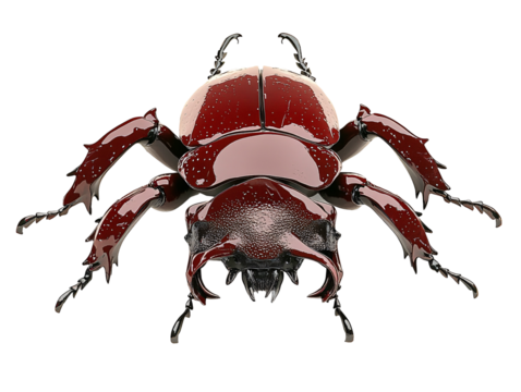 a red beetle with black legs