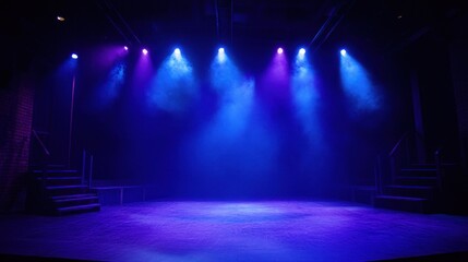 Blue and Purple Theme - Consistent blue and purple theme throughout stage lighting, creating a unified, intense mood.