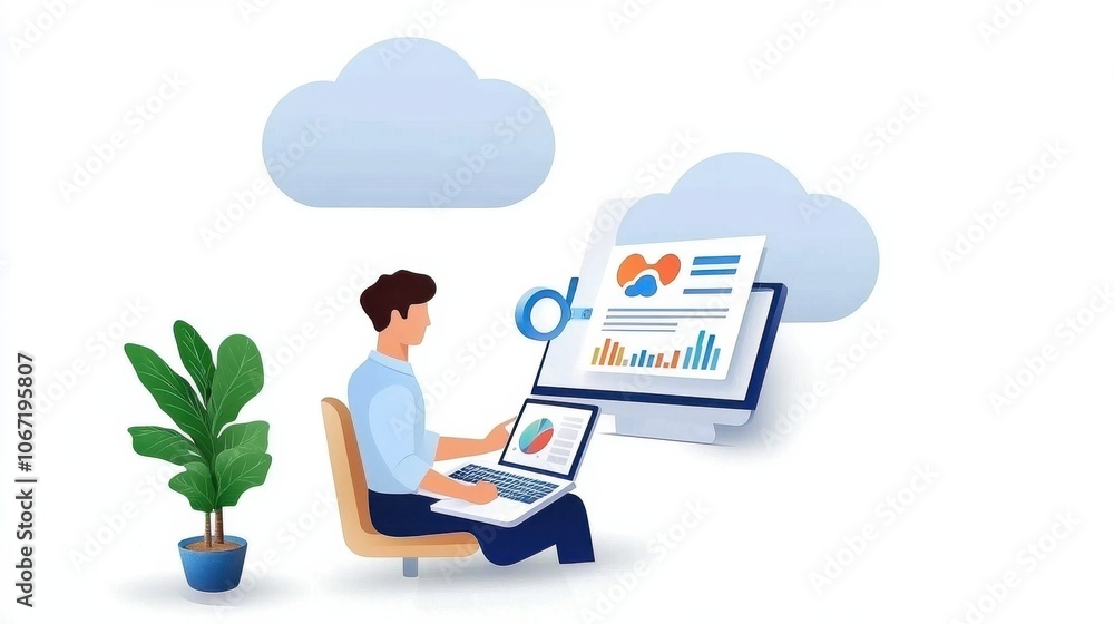 Aufkleber digital business transformation with cloud computing
