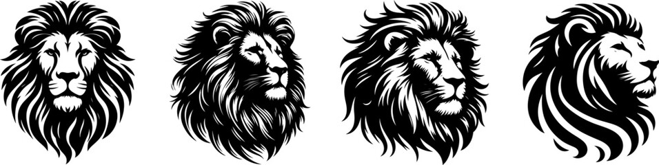 Obraz premium set of lion head silhouette vector