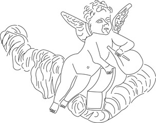 Sketch vector illustration silhouette design drawing decoration element ornate ornament baground pattern classic vintage ethnic traditional baby angel 