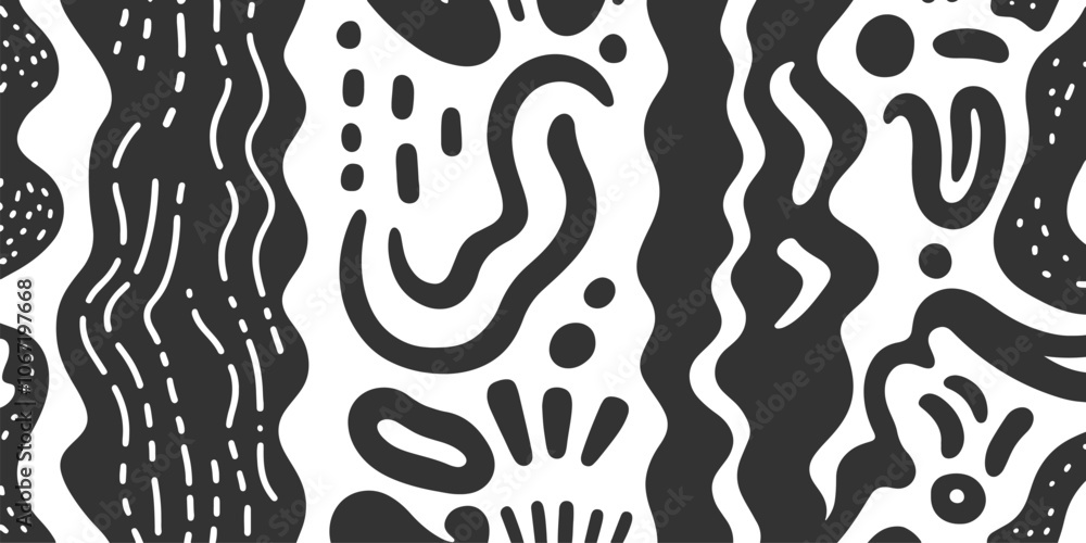 Poster seamless pattern featuring bold abstract geometric shapes, creating a striking and modern design wit