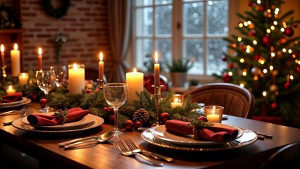 Christmas by Candlelight: A Heartwarming Holiday Dinner Setting