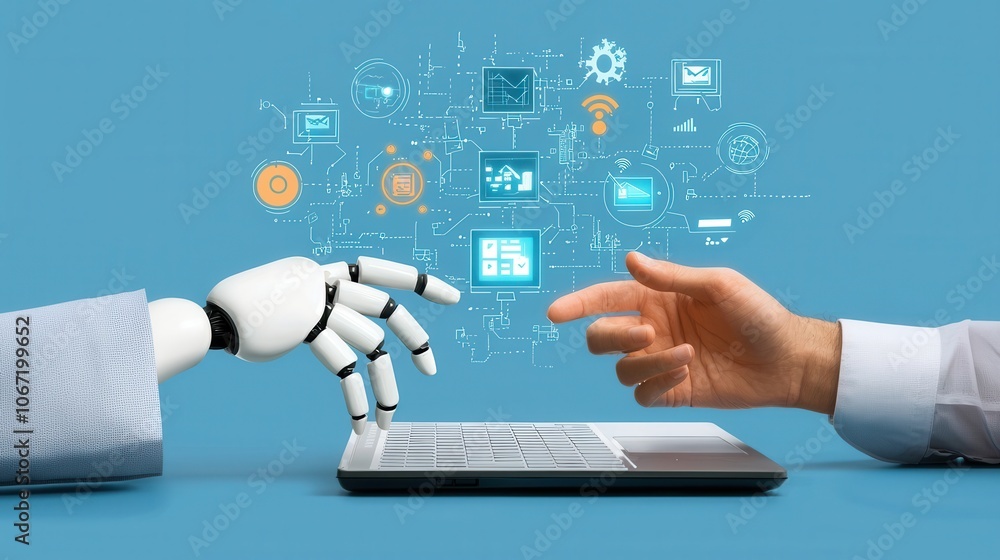 Poster interaction between human and robotic hands in automation