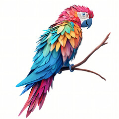 Fototapeta premium A vibrant scene of blue and yellow macaws and red macaws in a tropical setting with bright feathers
