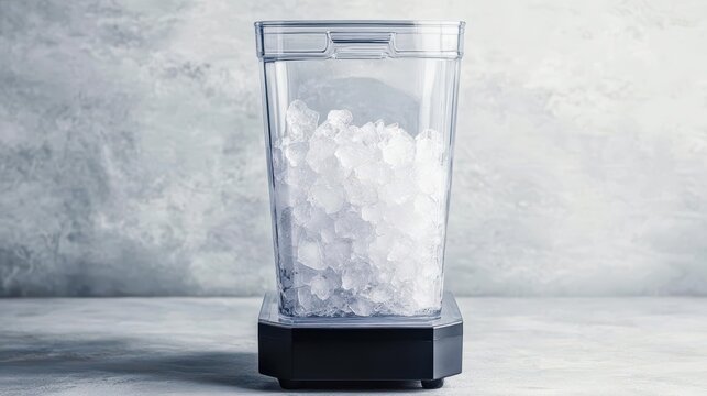 Crushed ice filling a blender, ready to make a frozen margarita